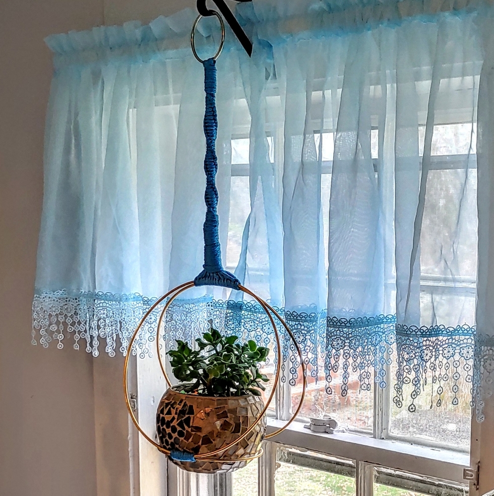 Brass Rings Modern Macrame Spiral  Plant Hanger